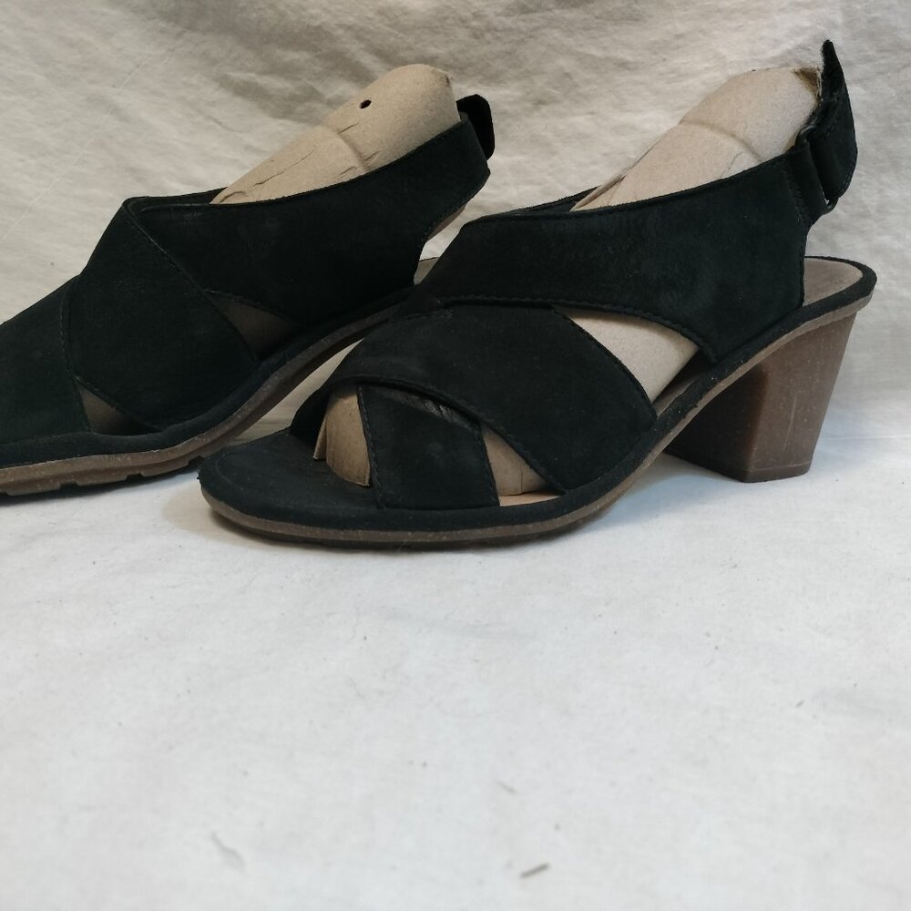 Clarks Black Suede Crisscross Slingback Heels